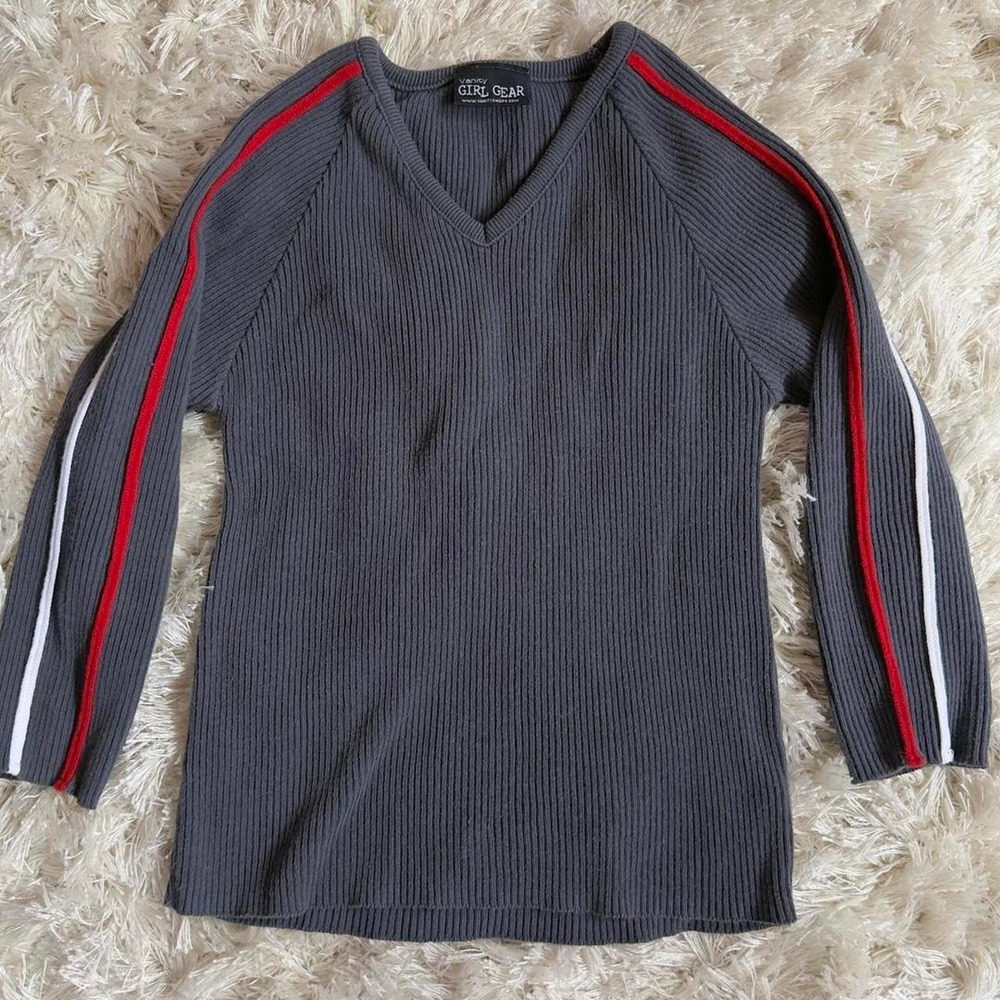 Y2K Vanity Girl Gear Ribbed Knit 3/4 Sleeves Fitted Clean Girl Size Small